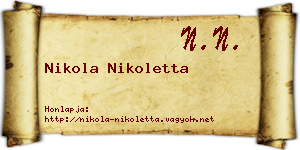 Nikola Nikoletta névjegykártya